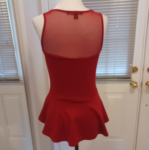 4/$80 Red Flare Sleeveless Top With Mesh - Size Medium - Picture 4 of 7